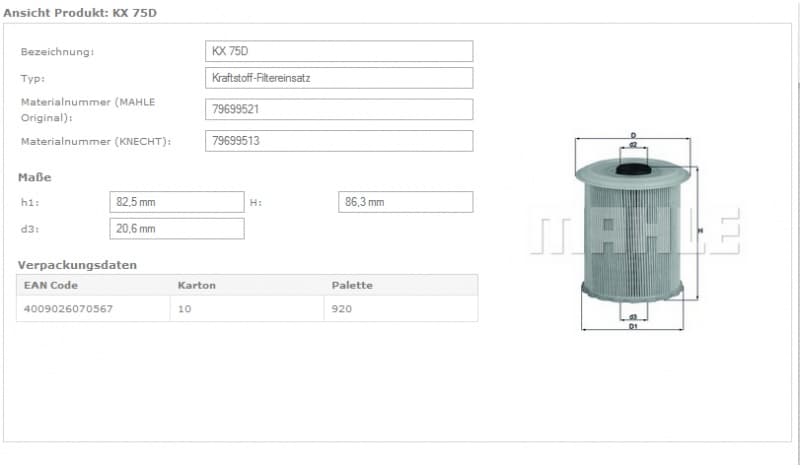 Filter diesel fuel KX75D - image 4