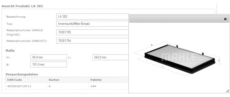 Filter cabin LA382 - image 3