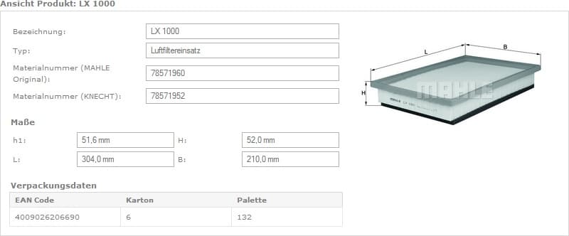 Filter air LX1000 - image 4