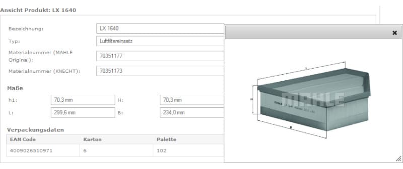 Filter air LX1640 - image 3