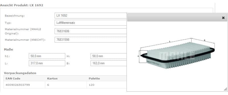 Filter air LX1692 - image 3