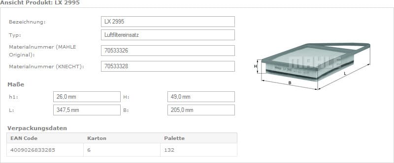 Filter air LX2995 - image 3