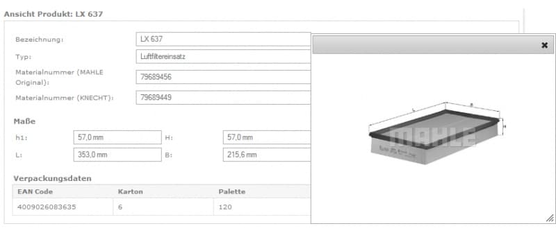 Filter air LX637 - image 8