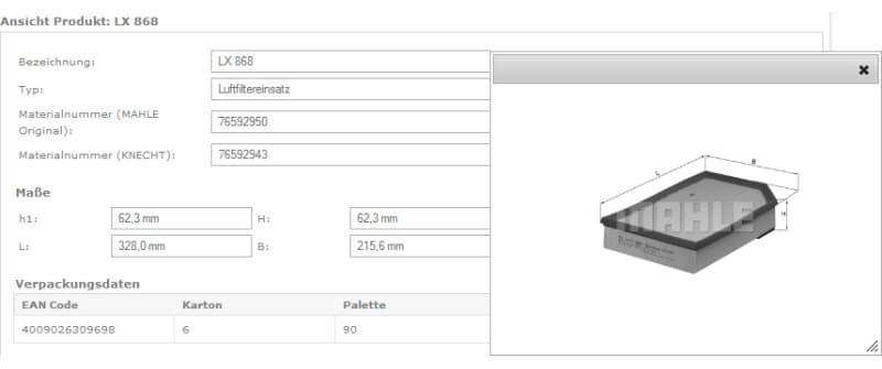 Filter air LX868 - image 8
