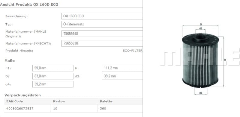 Filter oil OX160D - image 3