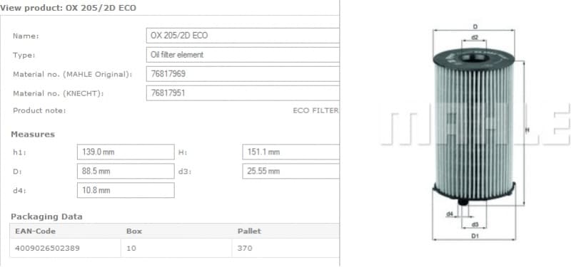 Filter oil OX205/2D - image 4