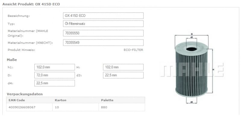 Filter oil OX415D - image 4
