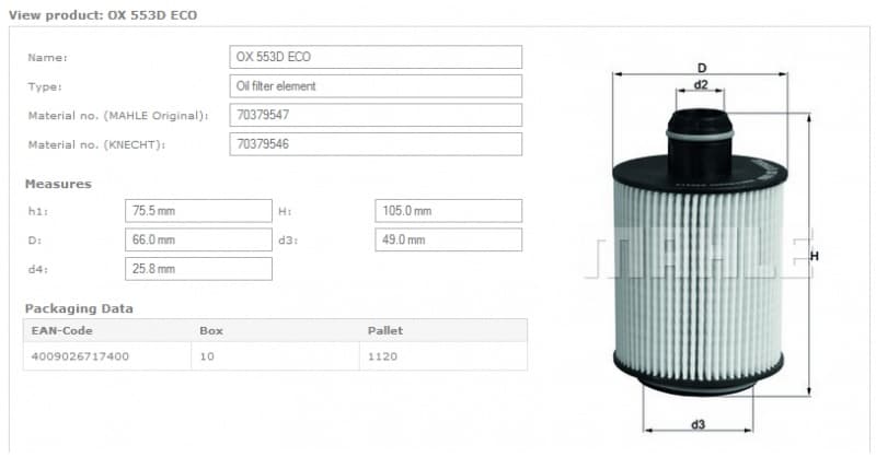 Filter oil OX553D - image 4