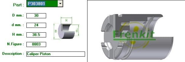 Brake caliper piston rear P303801