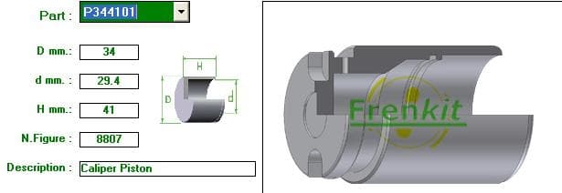 Brake caliper piston rear P344101