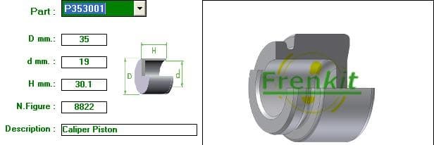 Brake caliper piston rear P353001