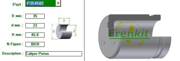 Brake caliper piston rear P354502