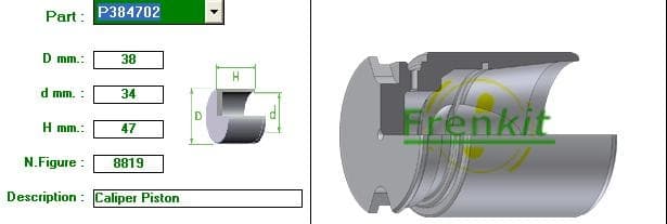 Brake caliper piston rear P384702
