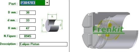 Brake caliper piston rear P384703