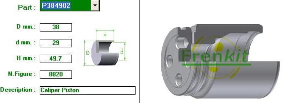 Brake caliper piston rear P384902