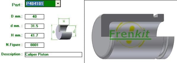 Brake caliper piston rear P404101