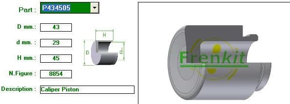 Brake caliper piston rear P434505