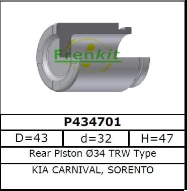 Brake caliper piston rear P434701