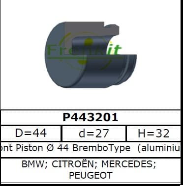 Brake caliper piston front P443201
