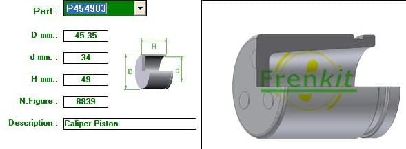 Brake caliper piston rear P454903