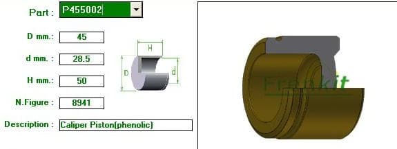 Brake caliper piston front P455002