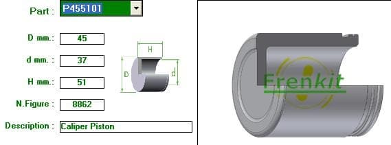Brake caliper piston front P455101