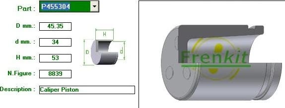 Brake caliper piston rear P455304