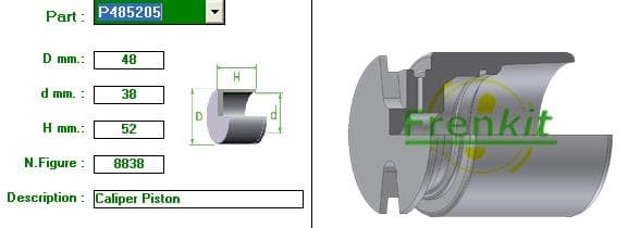 Brake caliper piston rear P485205