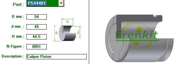 Brake caliper piston front P544401