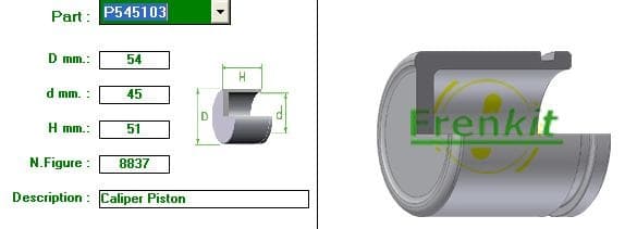 Brake caliper piston front P545103