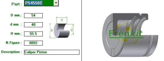 Brake caliper piston front P545502