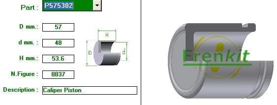 Brake caliper piston front P575302