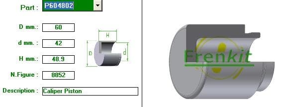 Brake caliper piston front P604802