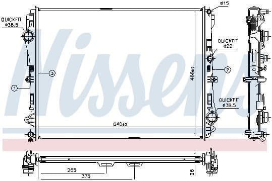 Radiator, engine cooling 627023