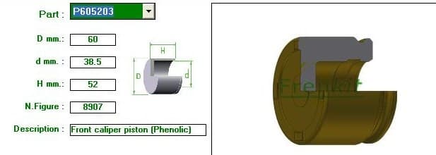 Brake caliper piston rear P605203
