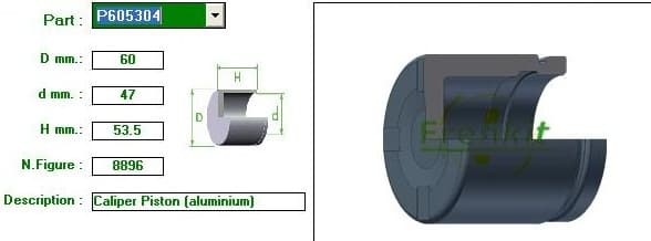 Brake caliper piston front P605304