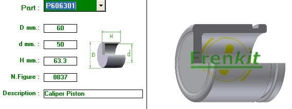 Brake caliper piston front P606301