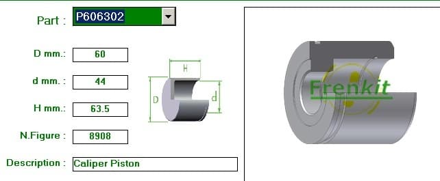 Brake caliper piston rear P606302
