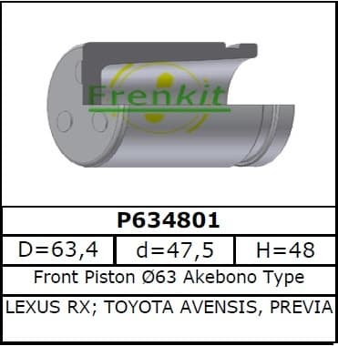 Brake caliper piston front P634801