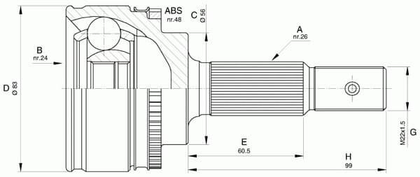 CV joint outer PRJ368