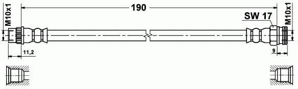 Brake hose rear PU21.170