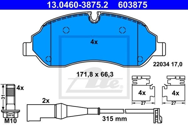 Brake Pad Set, disc brake 13.0460-3875.2