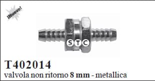 Vožtuvas kuro atbulinis (vienpusis)