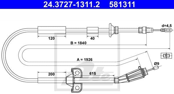 Cable, parking brake 24.3727-1311.2
