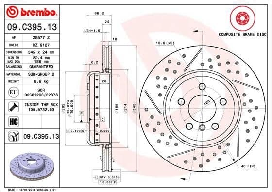 Brake Disc PRIME LINE - Composite 09.C395.13