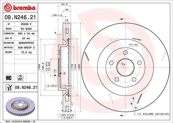 Brake Disc PRIME LINE - UV Coated 09.N246.21