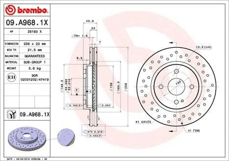 Brake Disc XTRA LINE - Xtra 09.A968.1X