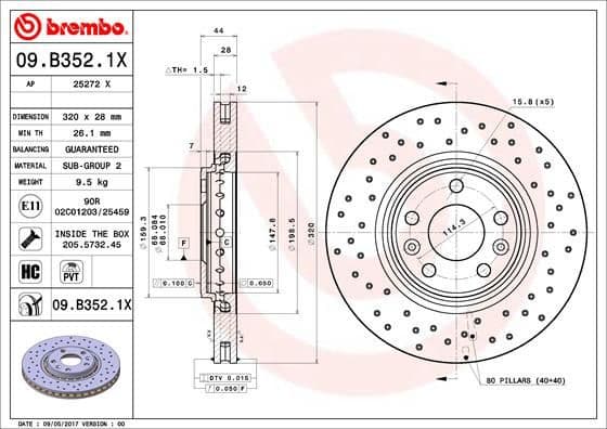 Brake Disc XTRA LINE - Xtra 09.B352.1X