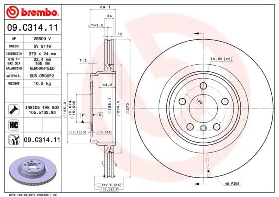 Brake Disc PRIME LINE - UV Coated 09.C314.11
