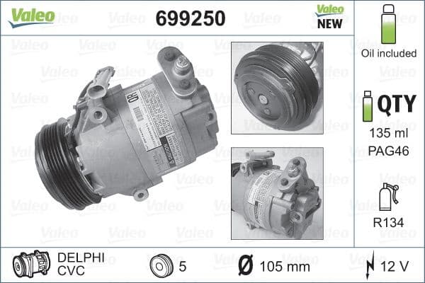Compressor, air conditioning VALEO CORE-FLEX 699250